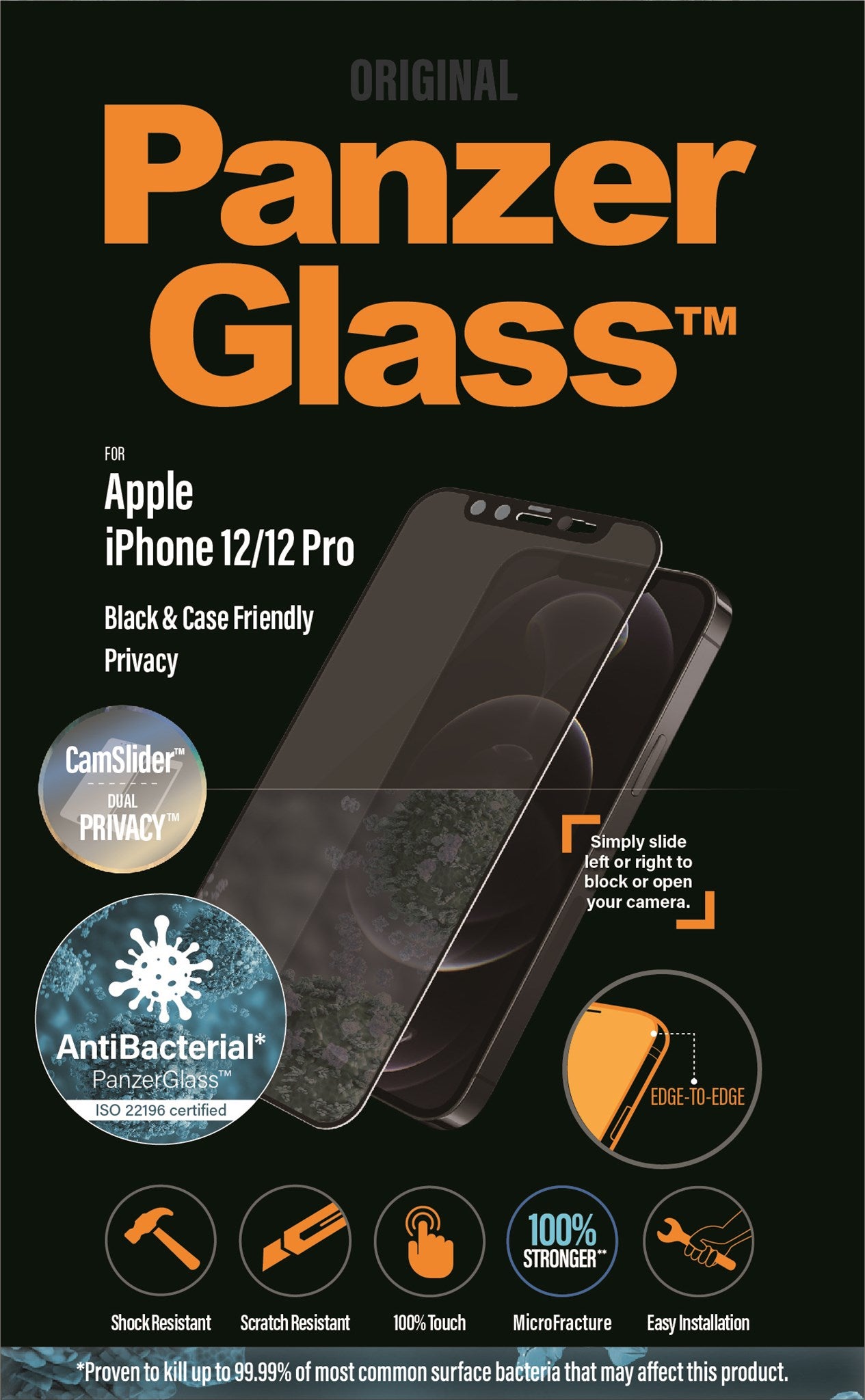 PanzerGlass® CamSlider® Privacy Screen Protector Apple iPhone 12 Pro | Edge-to-Edge 2